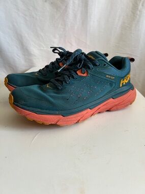 Hoka  Women’s One One Teal with Coral Midsole Trail Runners